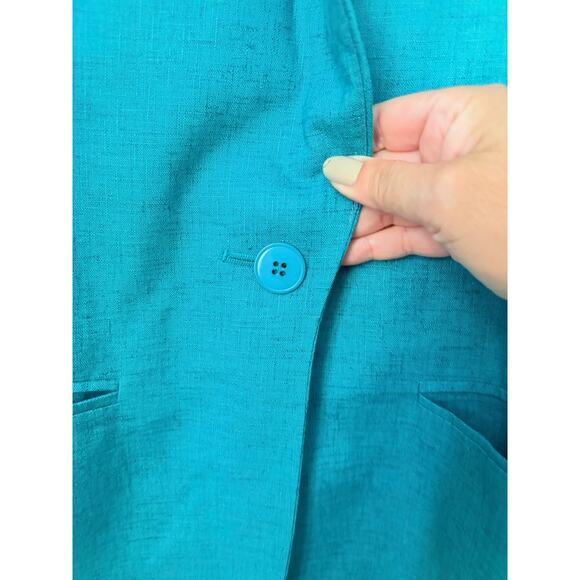 Vintage Pendleton Country Sophisticates Turquoise Linen Blazer Skirt Set 12 USA - Picture 7 of 10